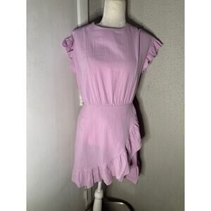 Lilac Purple Asymmetrical Ruffle Wrap Dress S Pastel Coquette Girl Rainbow Twee